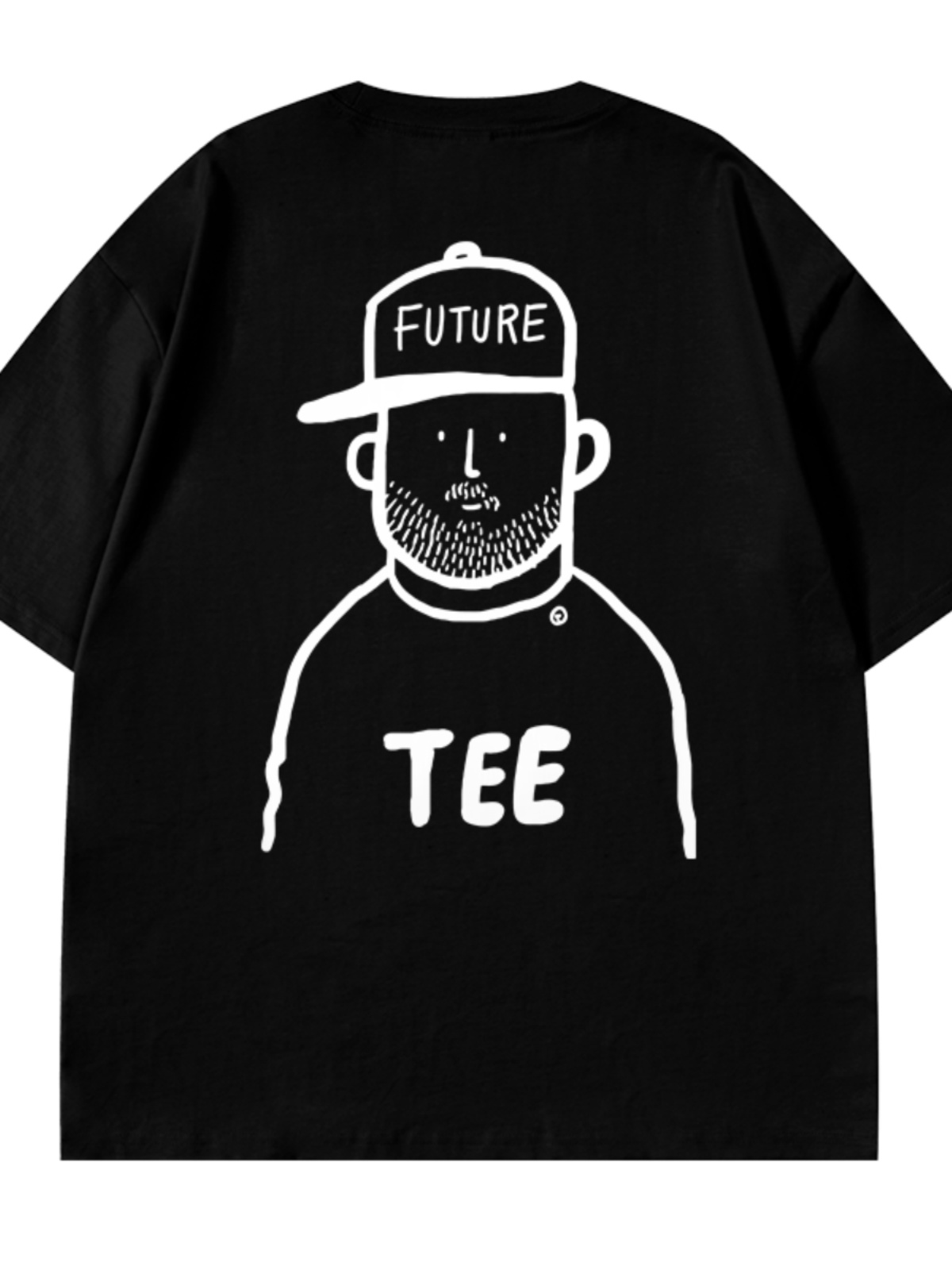 白Tシャツ イラスト入りビッグシルエット半袖