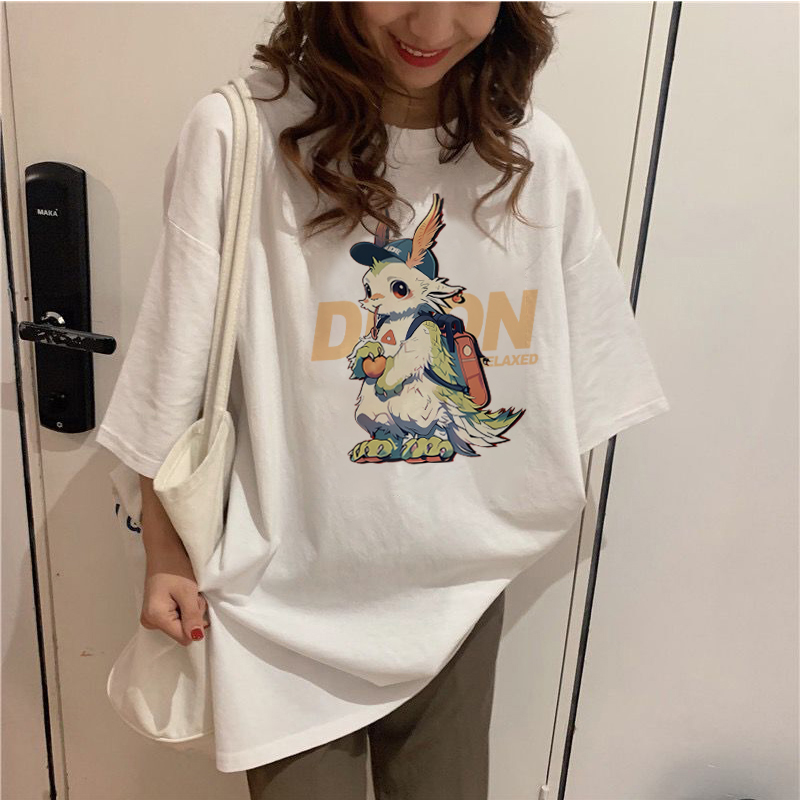 白Tシャツ レディース ゆるキャラプリント半袖シャツ
