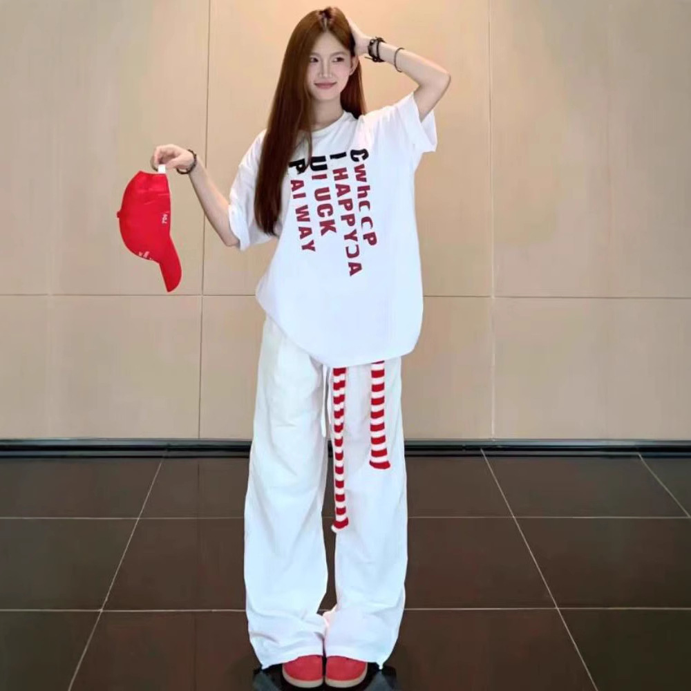 白Tシャツ  レディース ゆったりシルエットレタープリントTシャツ