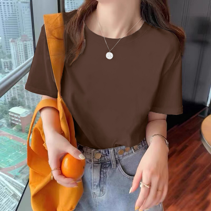 白Tシャツ レディース ゆったりシルエット丸首半袖