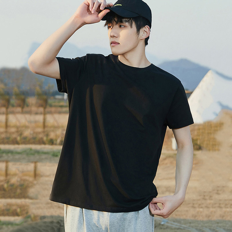 白Tシャツ ベーシッククルーネック半袖無地Tシャツ