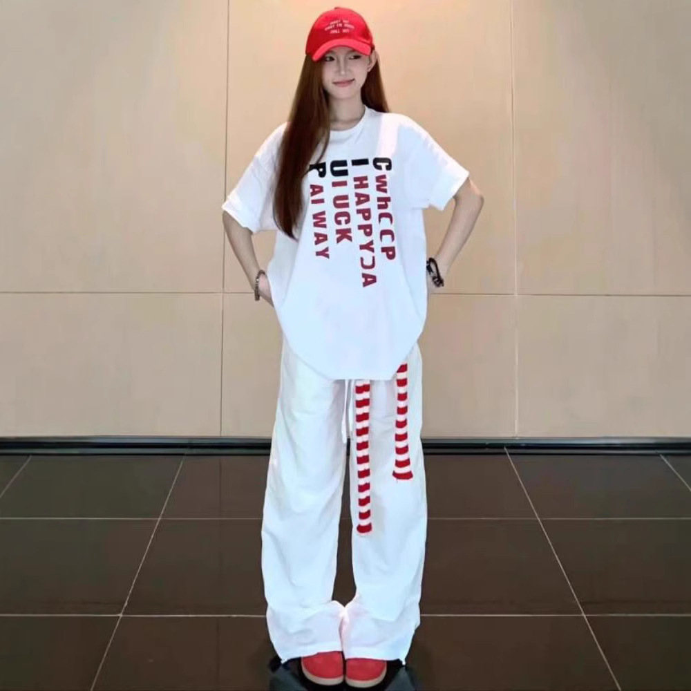 白Tシャツ  レディース ゆったりシルエットレタープリントTシャツ