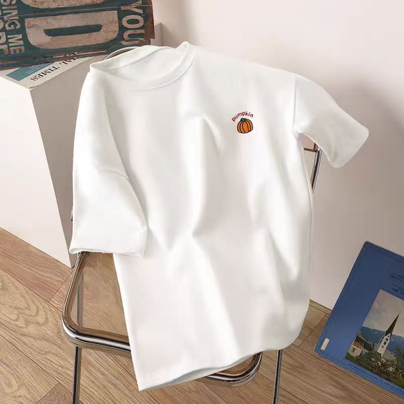 白Tシャツ レディース ワンポイント刺繍入り半袖カットソー