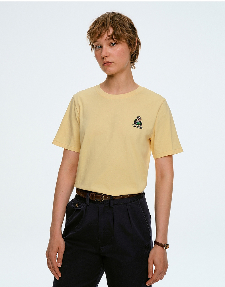 白Tシャツ レディース 胸元ワンポイント