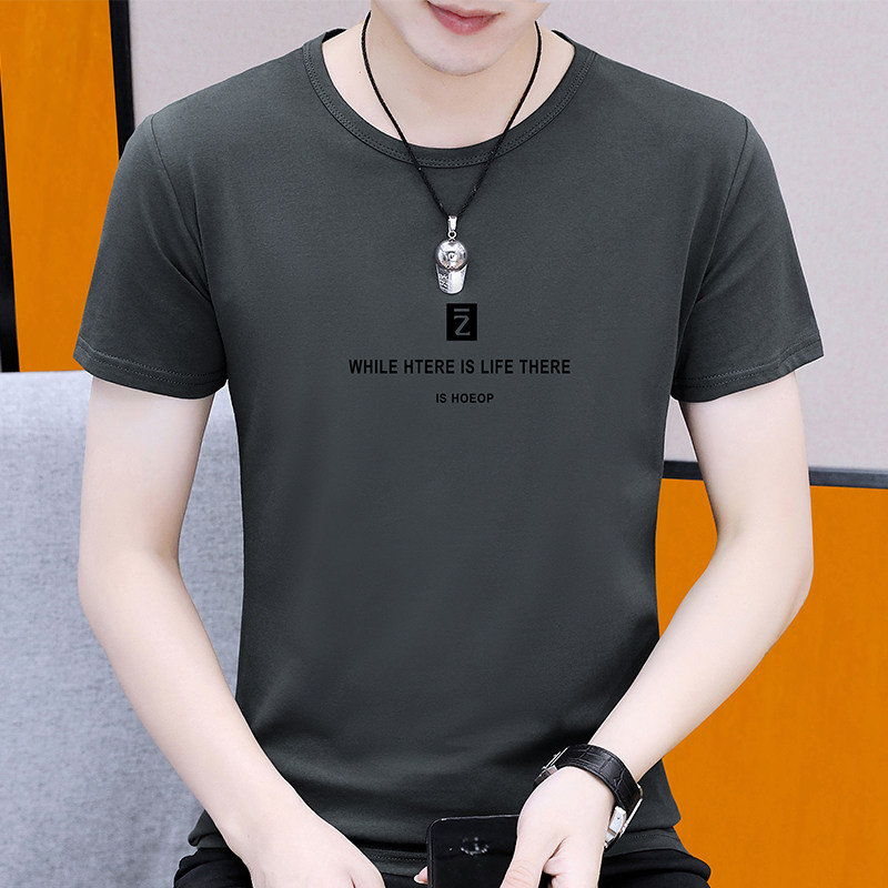 白Tシャツ 英字ロゴプリント丸首半袖Tシャツ