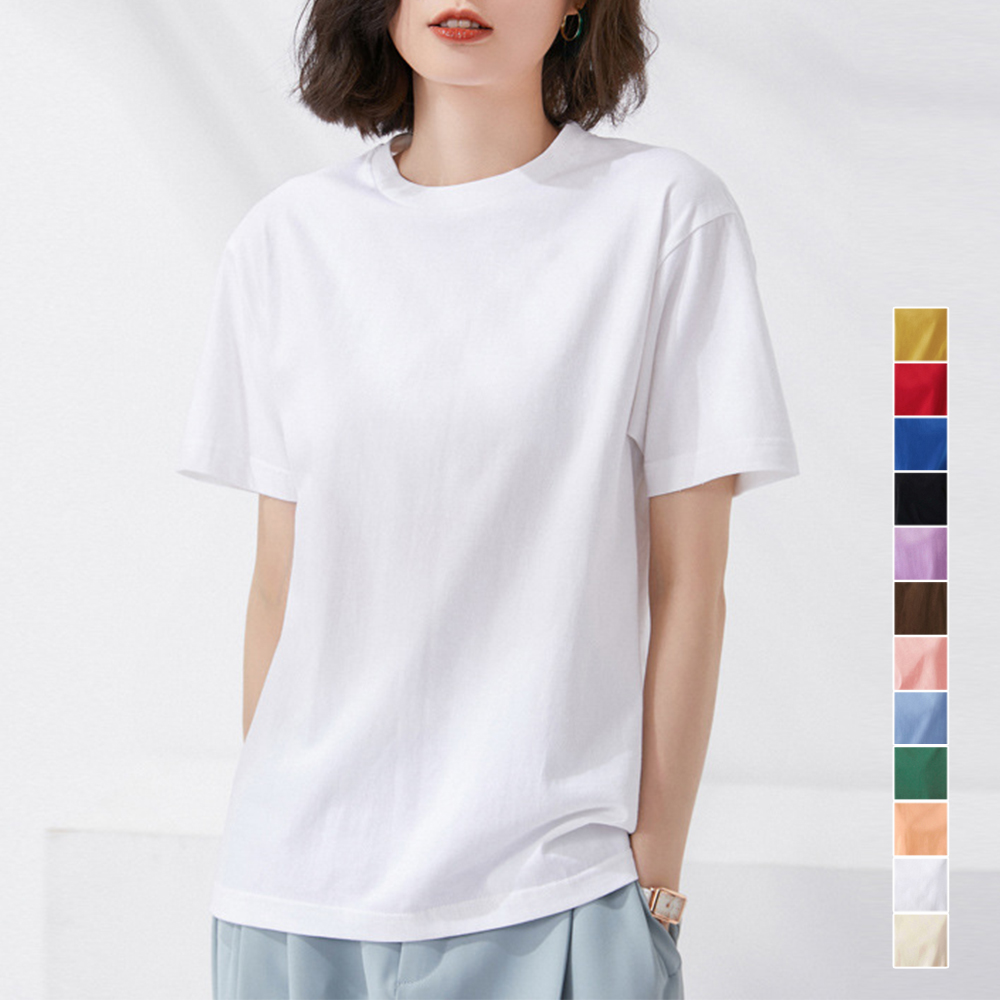 白Tシャツ レディース半袖無地ティーシャツゆったり体型カバー12色