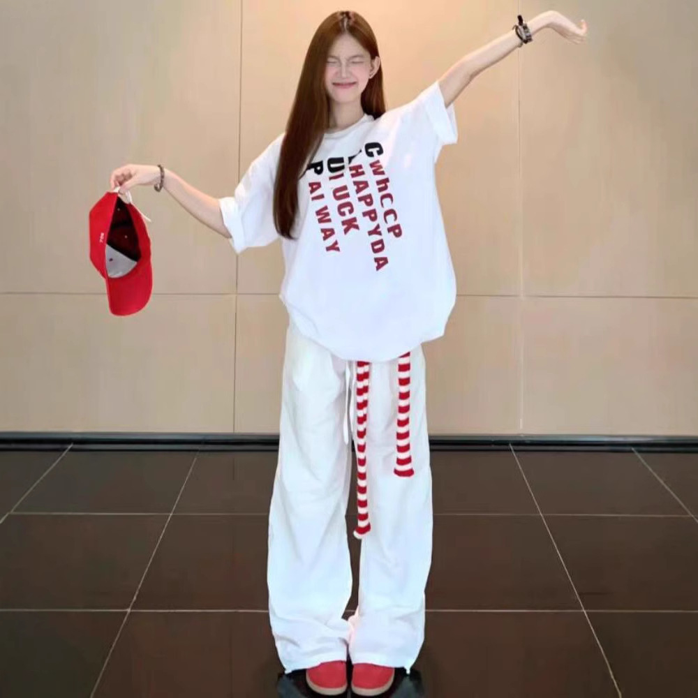 白Tシャツ  レディース ゆったりシルエットレタープリントTシャツ
