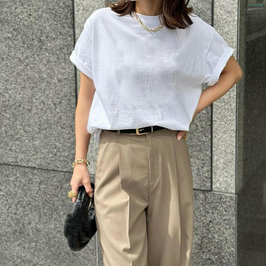 白Tシャツ 白無地半袖ティーシャツ レディース丸首カジュアル