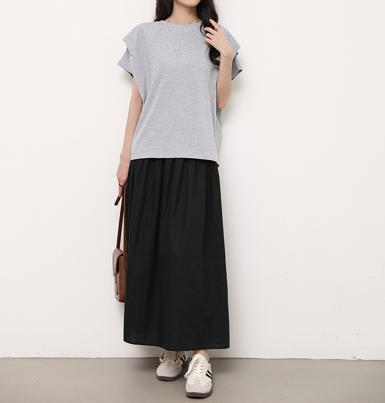 白Tシャツ 春夏コットン混ゆったり丸首白ティーシャツ