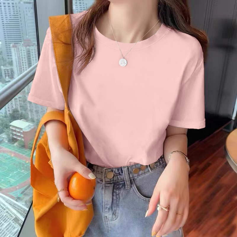 白Tシャツ レディース ゆったりシルエット丸首半袖