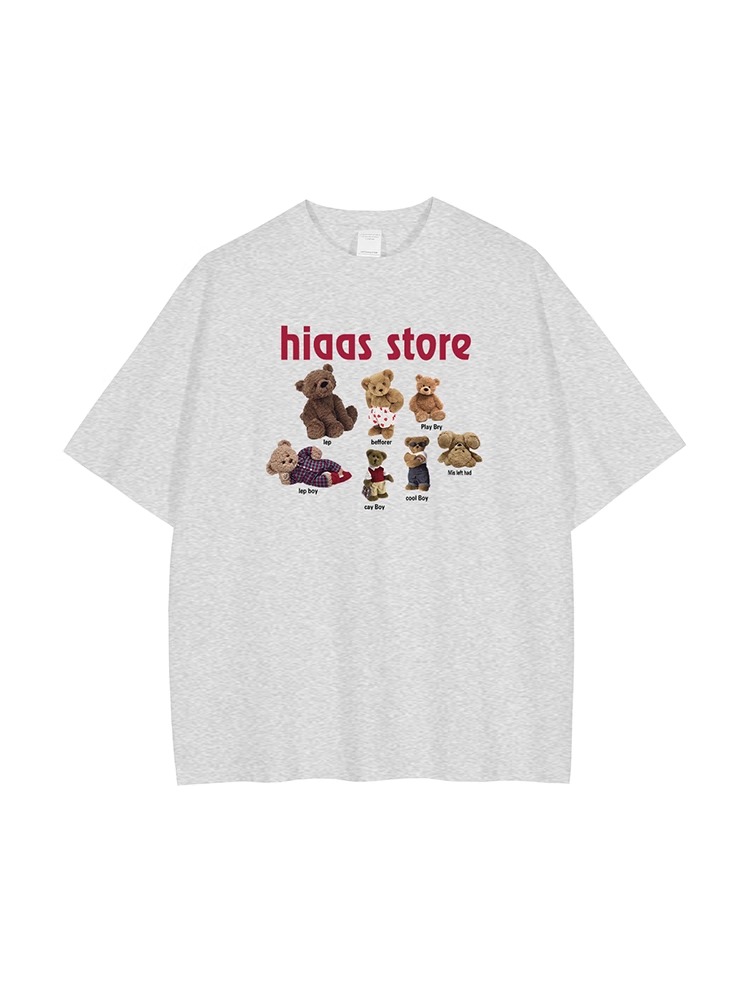 白Tシャツ メンズ くまコレクション ゆったり半袖
