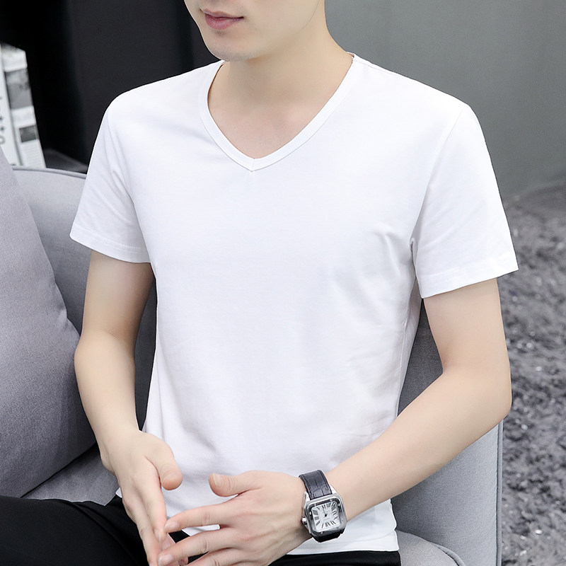 白Tシャツ 丸首と襟元選べる半袖無地定番Tシャツ