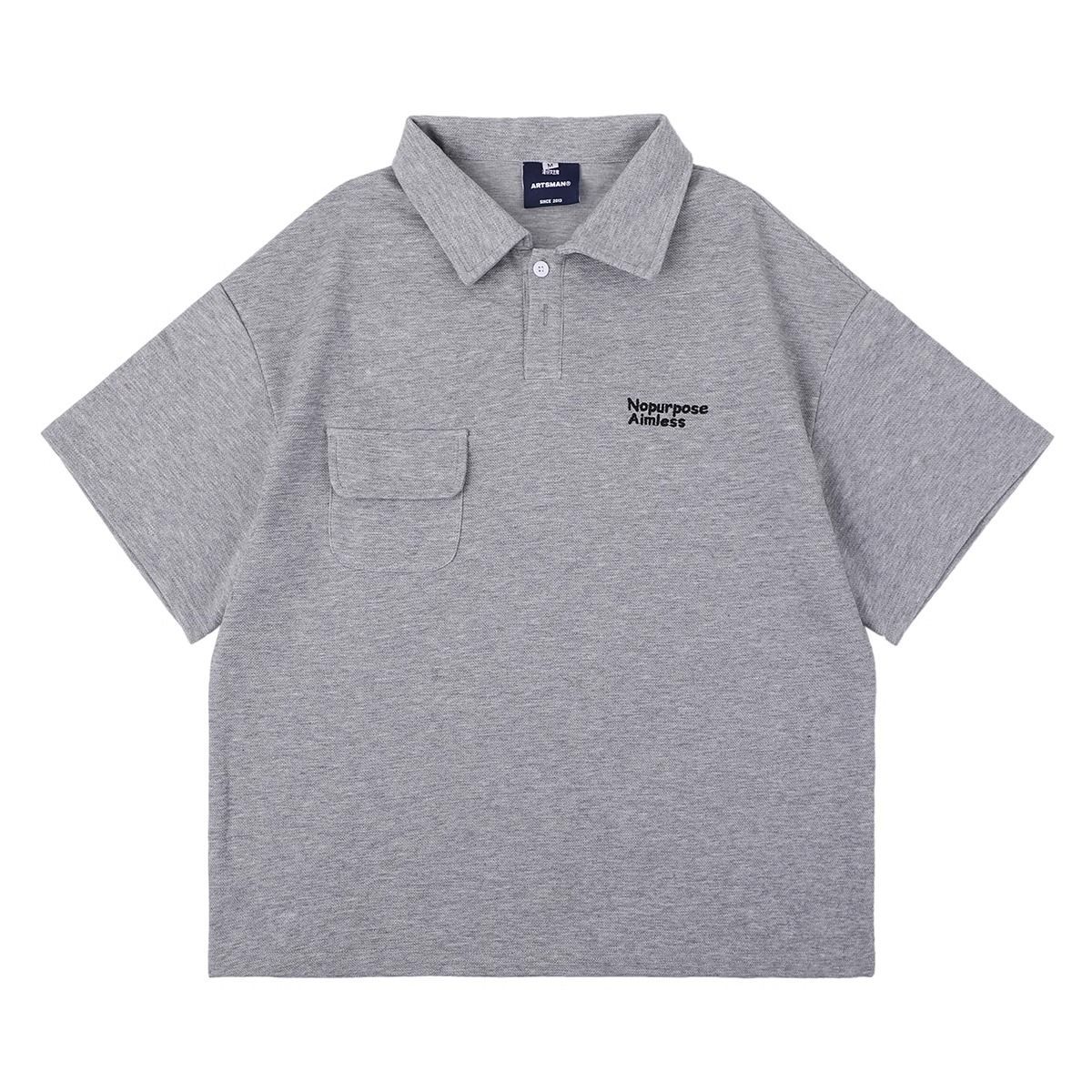 白Tシャツ メンズ リラックスポケット半袖ポロシャツ