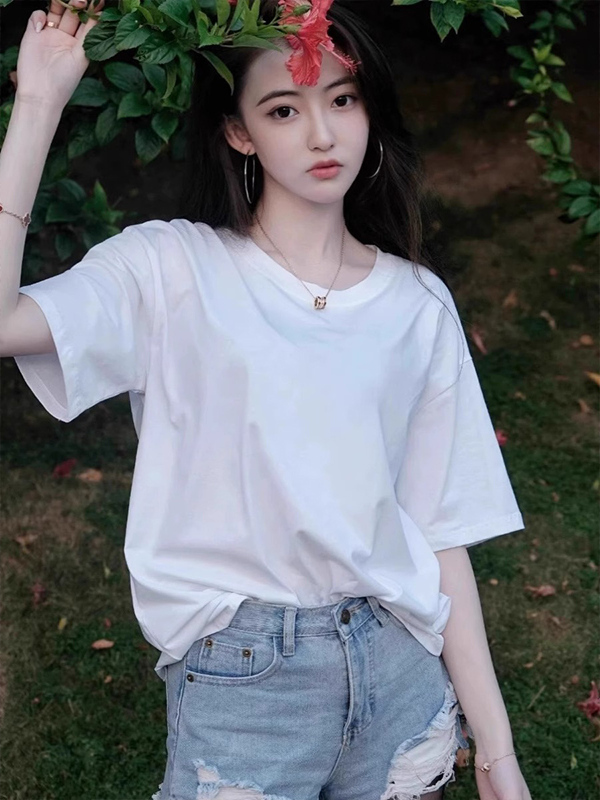 白Tシャツ ゆったりリラックス半袖シャツ