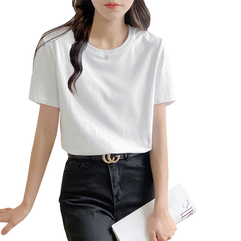 白Tシャツ ベーシッククルーネック半袖カットソー