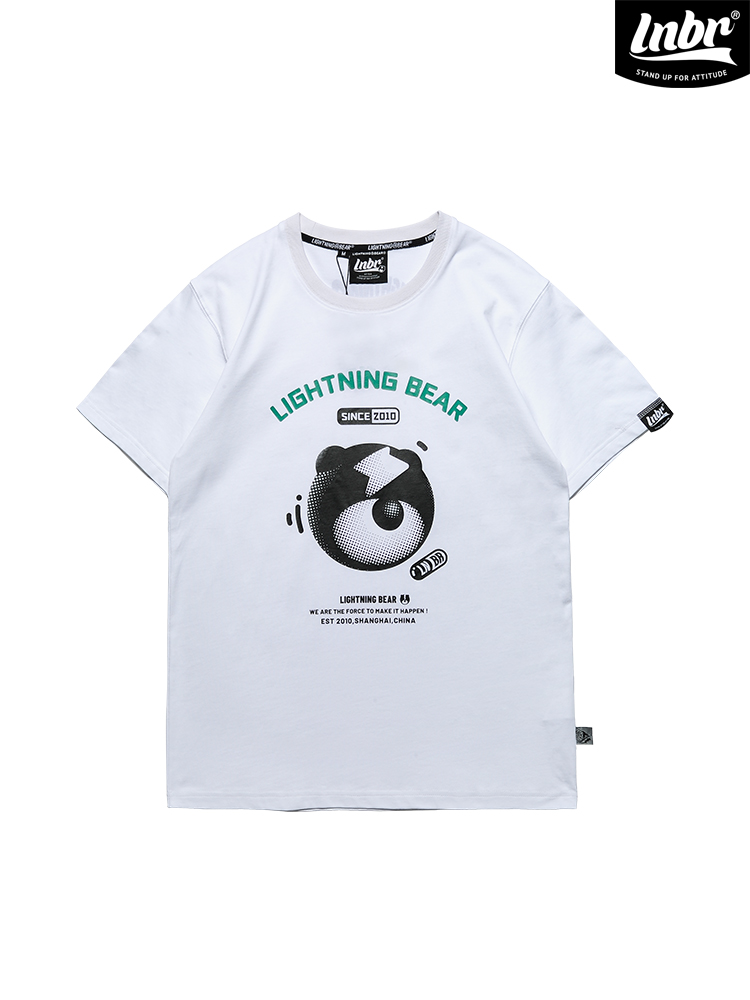 白Tシャツ メンズ ライトニングベア グラフィック半袖