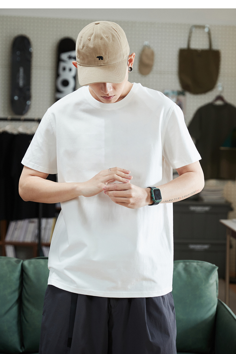 白Tシャツ すっきり着こなし クルーネック半袖