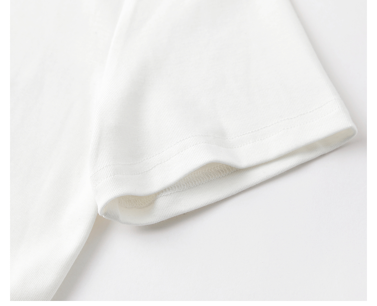 白Tシャツ ハロー胸元メッセージ半袖トップス