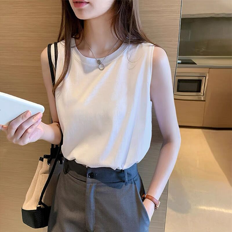 白Tシャツ レディース シンプル上質ノースリーブトップス
