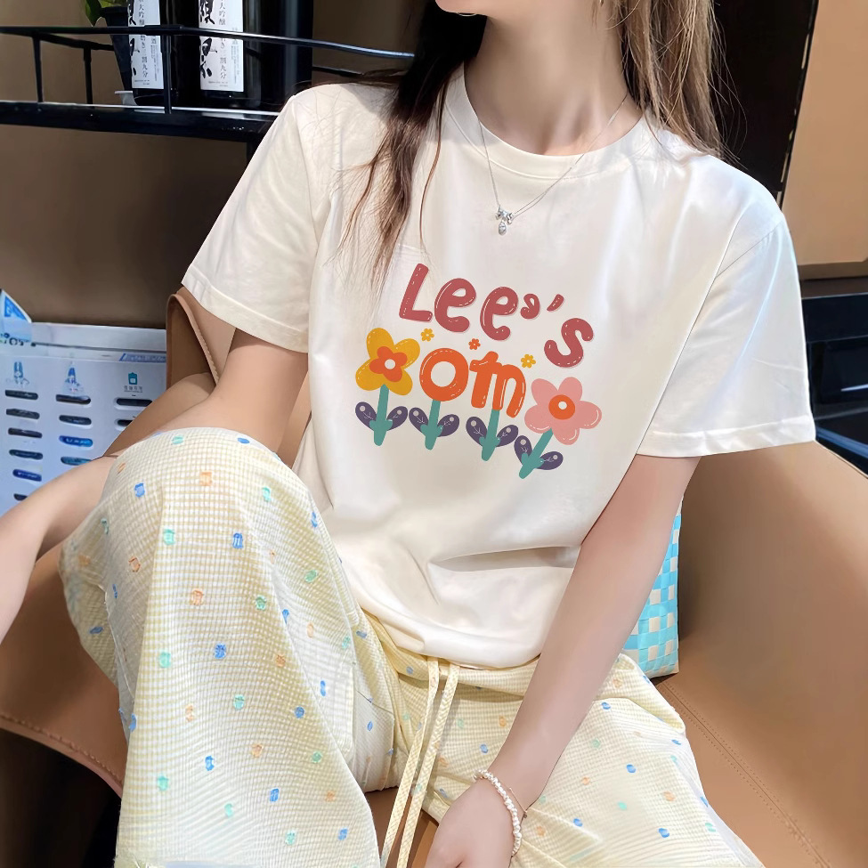 白Tシャツ うさぎ踊りプリント半袖シャツ
