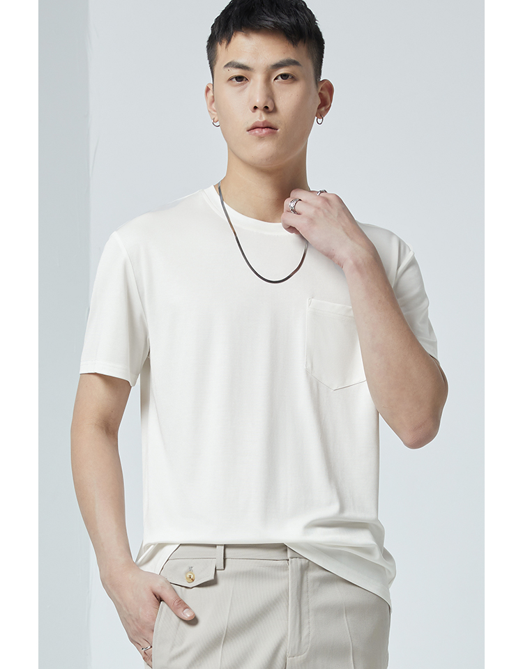 白Tシャツ 究極のシンプル胸ポケット半袖