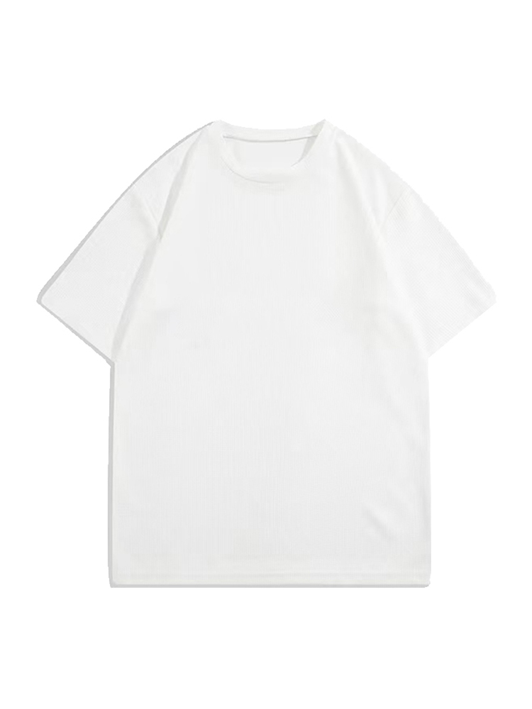 白Tシャツ シンプルゆったり丸首半袖カットソー