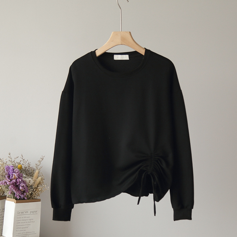 白Tシャツ 大人可愛い裾シャーリング白ティーシャツ