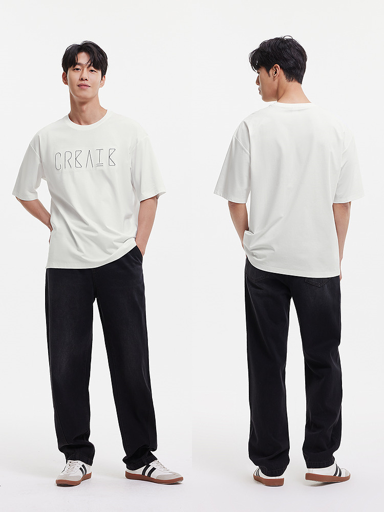 白Tシャツ メンズ 創造文字デザイン五分袖カットソー