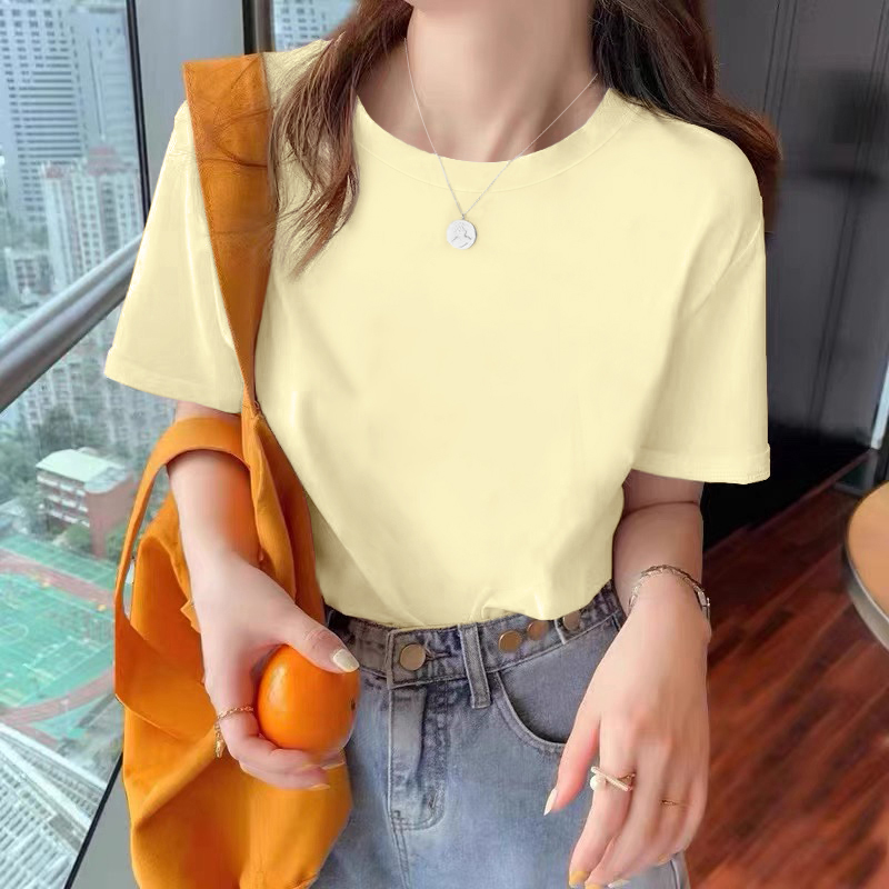 白Tシャツ レディース ゆったりシルエット丸首半袖