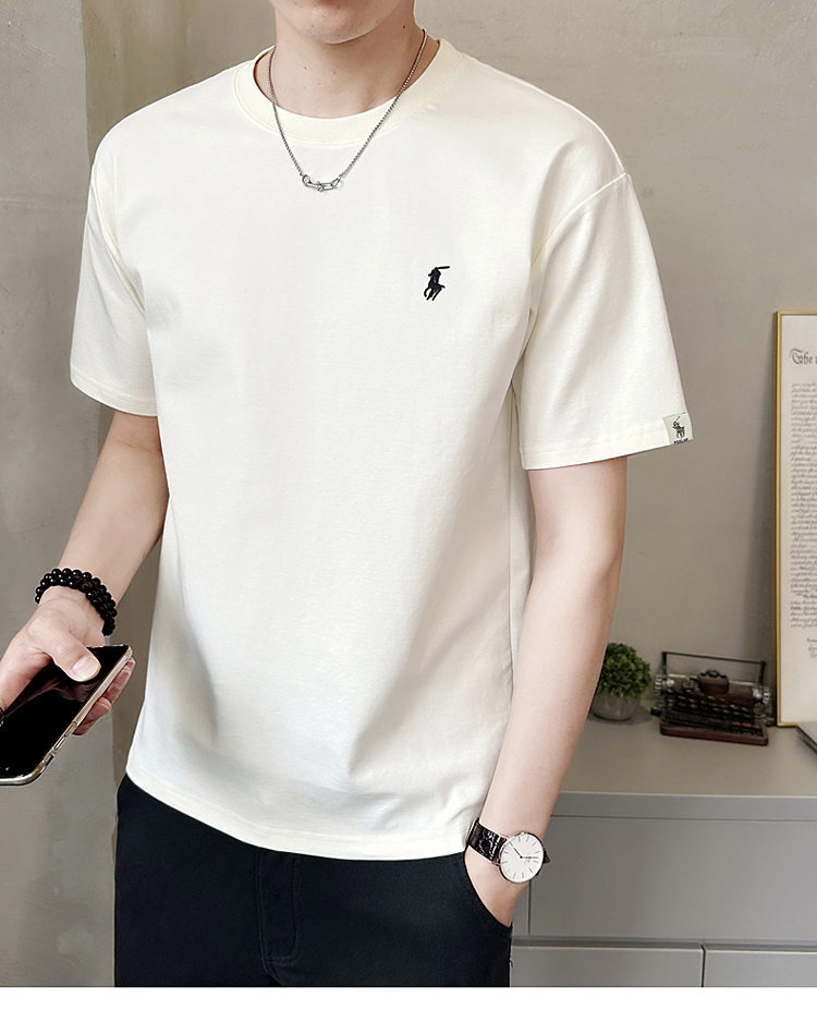 白Tシャツ 上質素材ワンポイント刺繍半袖