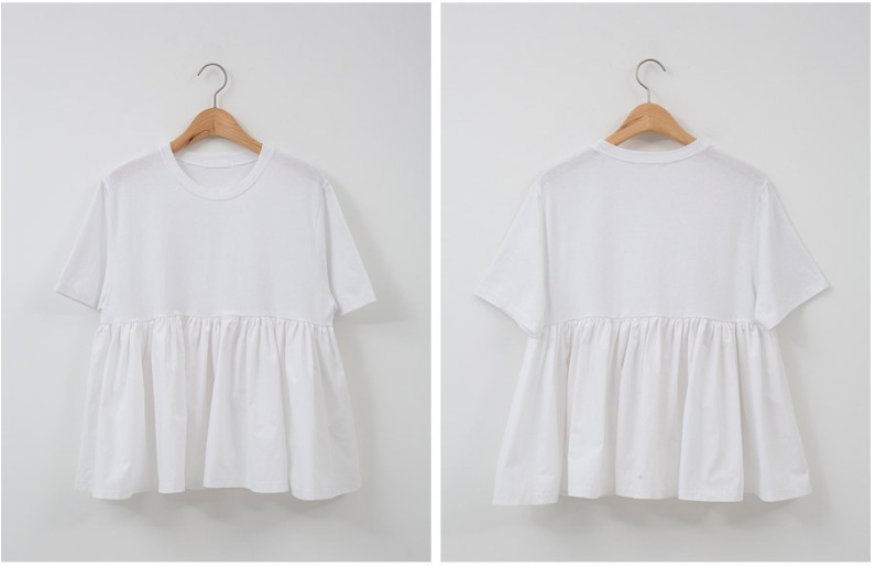 白Tシャツ フレア白半袖シャツ エーライン レディーストップス