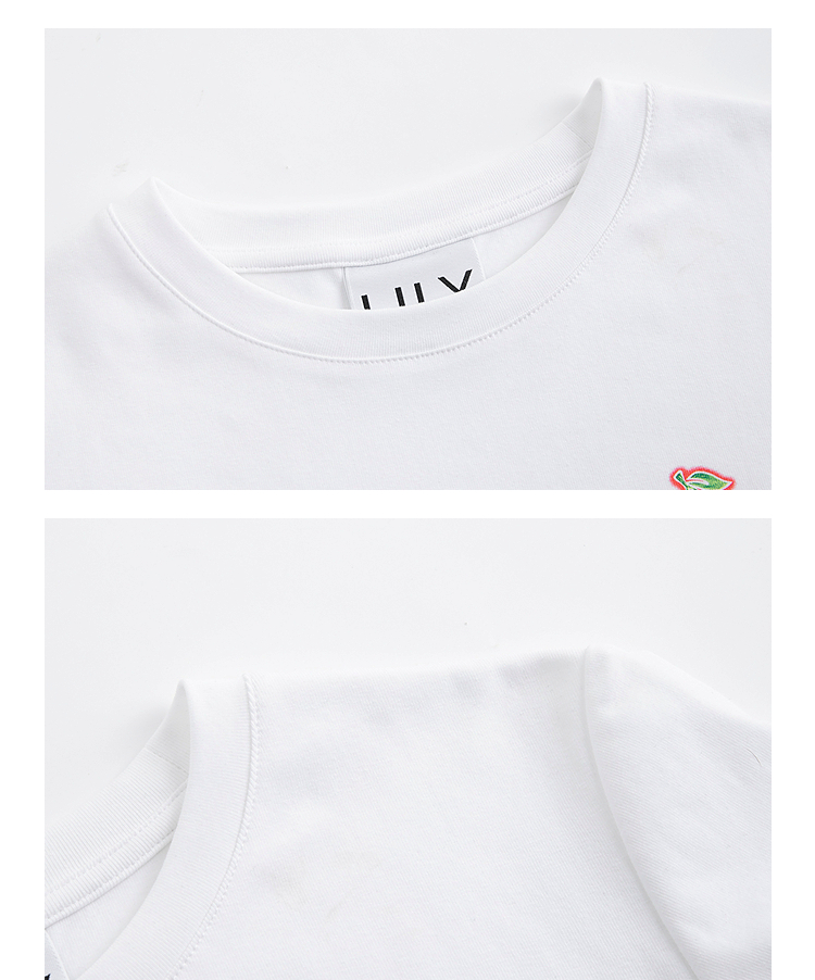 白Tシャツ さくらんぼ刺繍 シンプルフィット