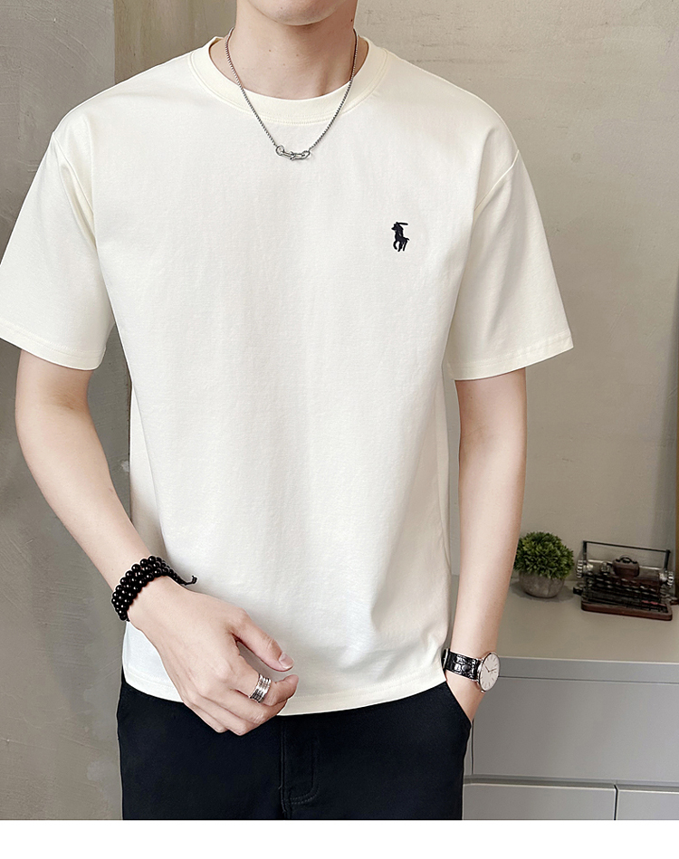 白Tシャツ 上質素材ワンポイント刺繍半袖
