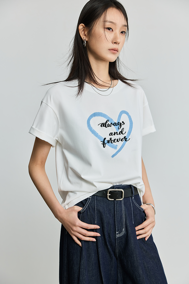 白Tシャツ 永遠の愛 ハートメッセージTシャツ