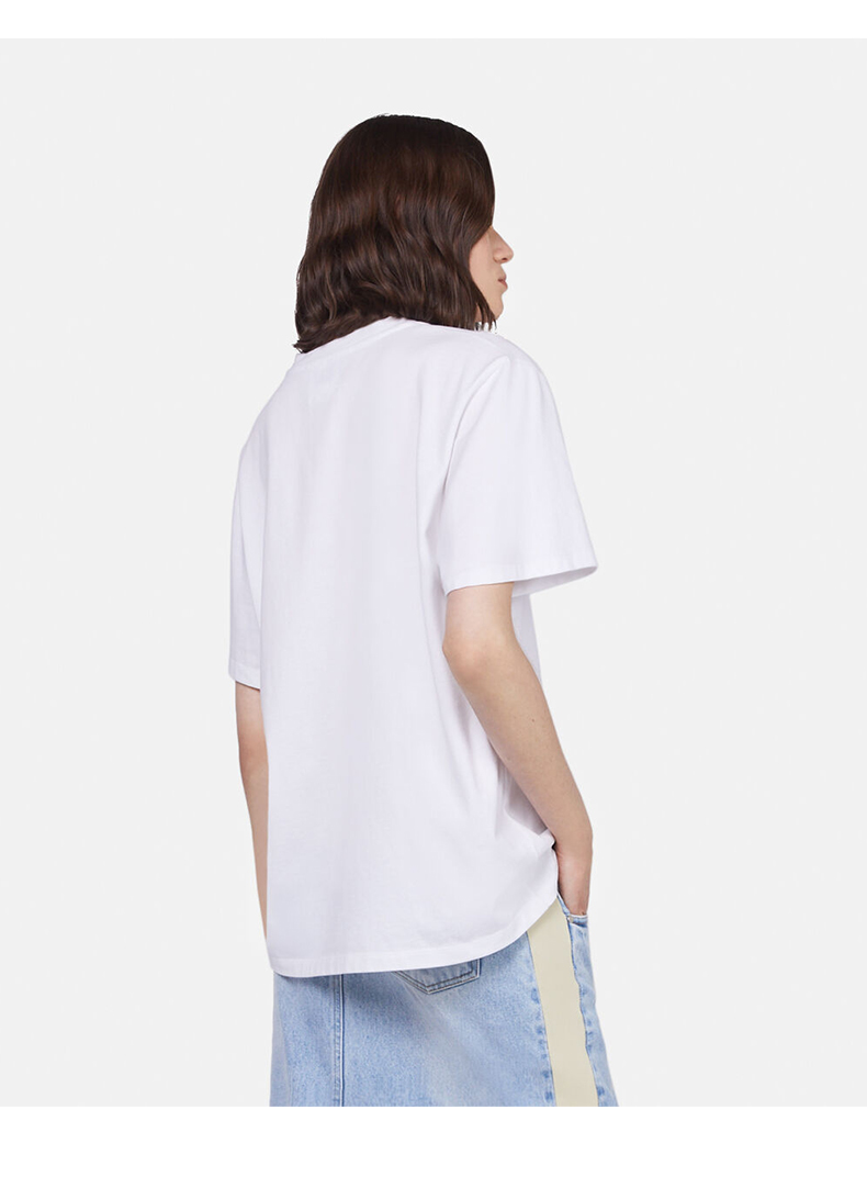 白Tシャツ シンプル胸元ロゴ入り半袖カットソー