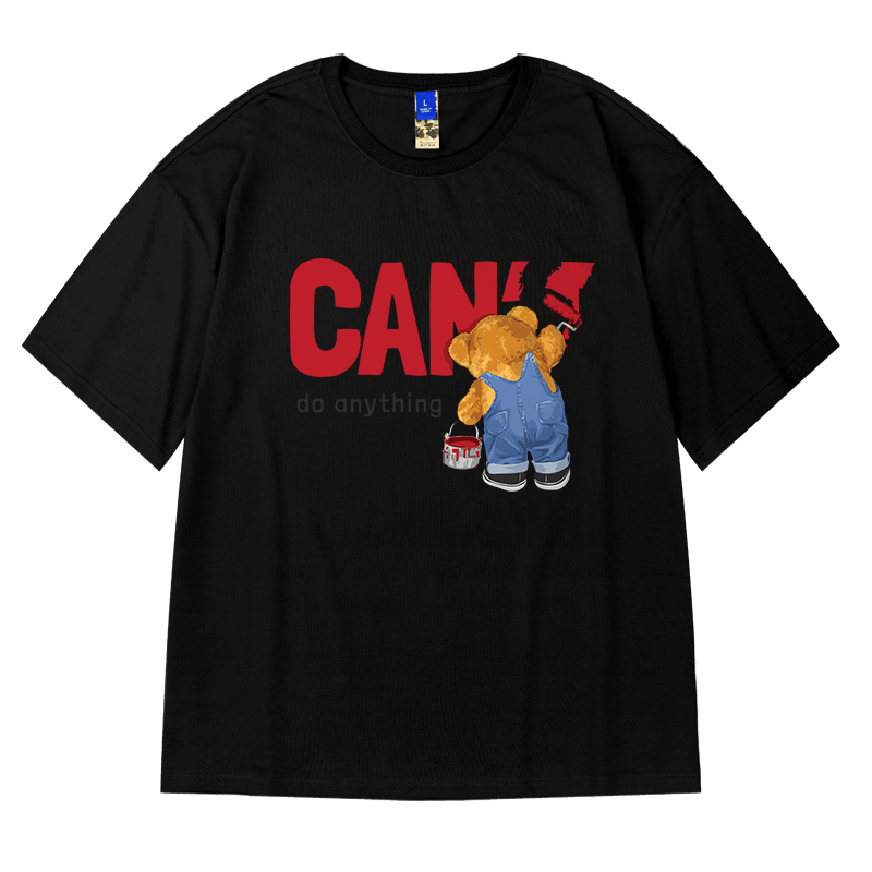 白Tシャツ メンズ くまくん挑戦者 ゆったり半袖