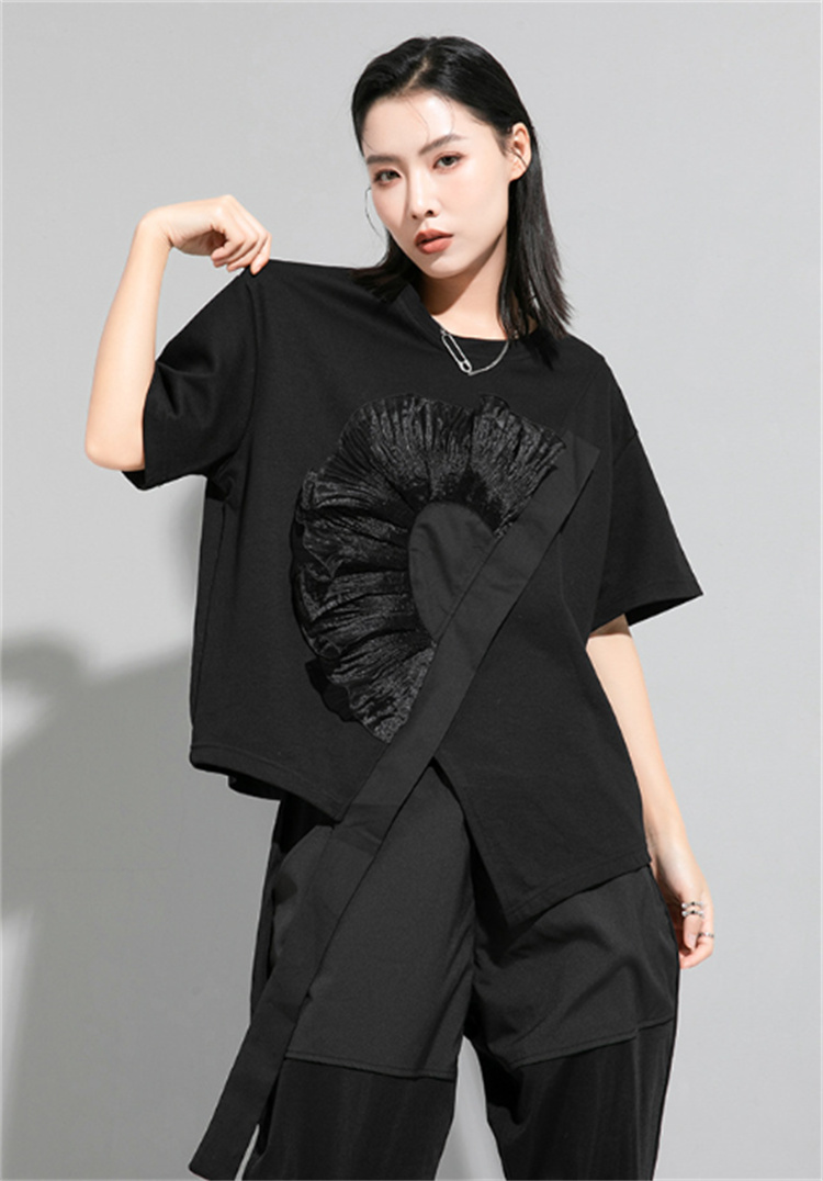 白Tシャツ 白ロゴプリント半袖丸首コットンシャツ夏用