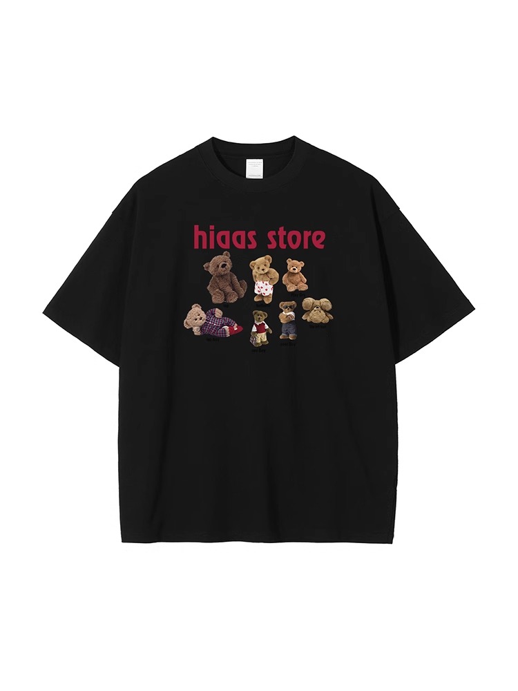 白Tシャツ メンズ くまコレクション ゆったり半袖