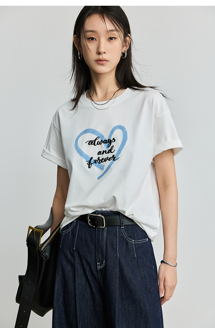 白Tシャツ 永遠の愛 ハートメッセージTシャツ