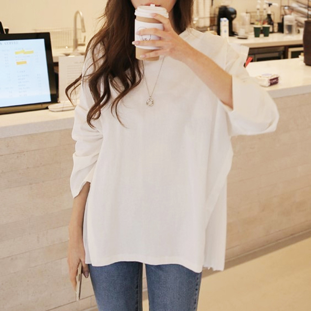 白Tシャツ レディース サイドプリーツ 白トップス 上品シンプル