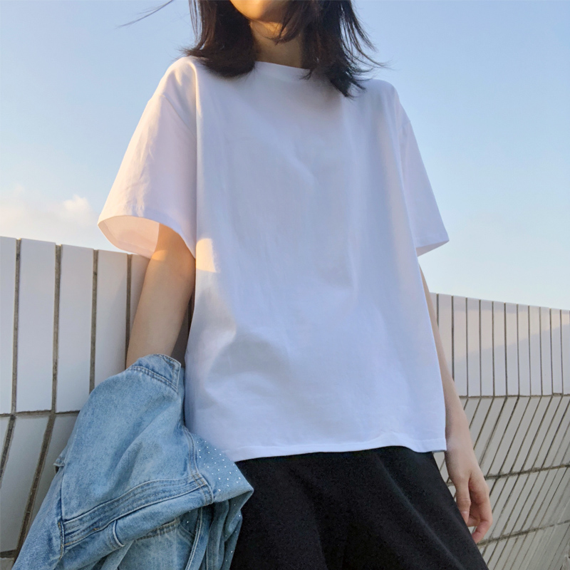 白Tシャツ レディース すっきりシルエットゆったり半袖