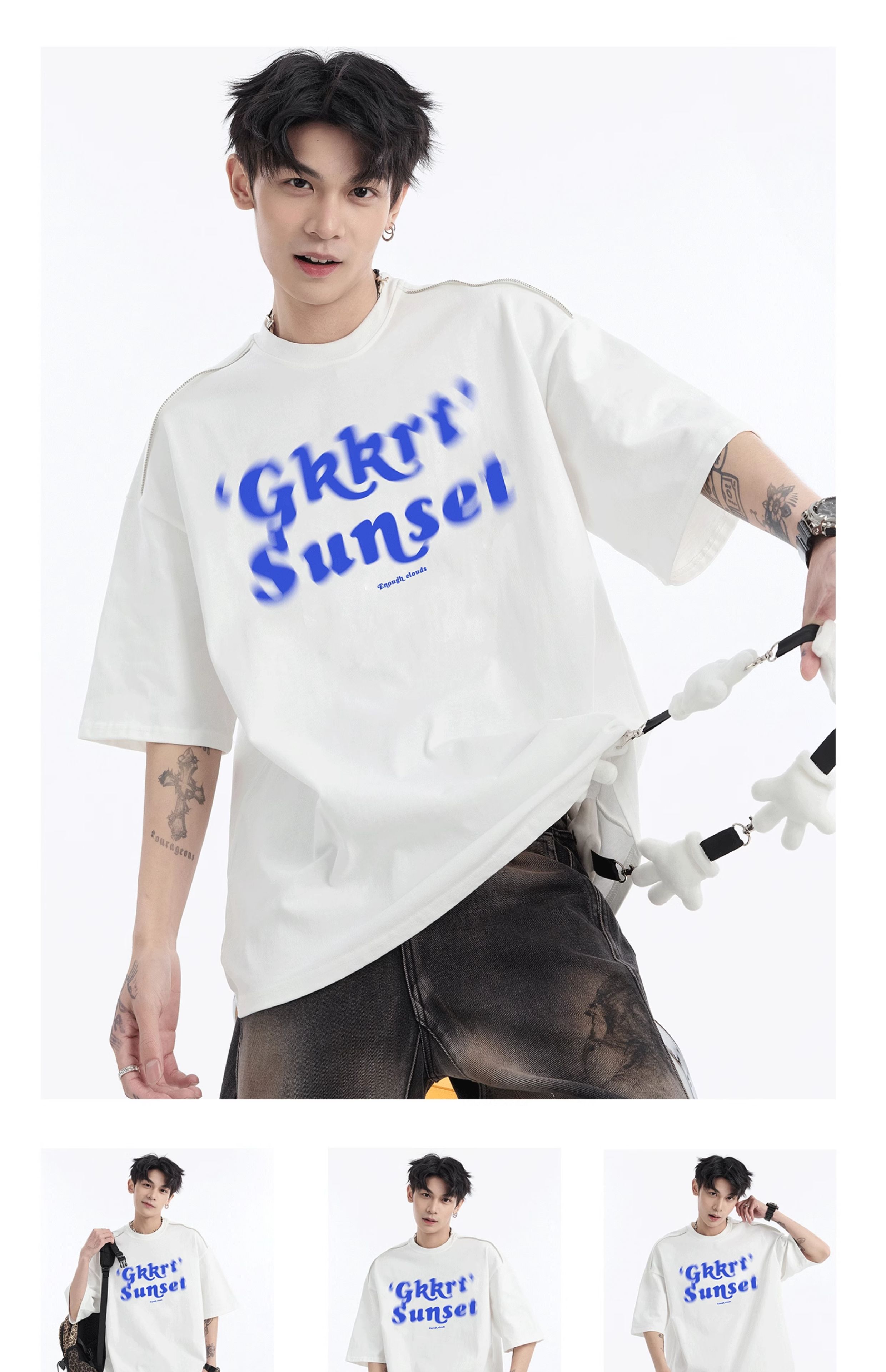 白Tシャツ ぼかし文字プリント半袖Ｔシャツ
