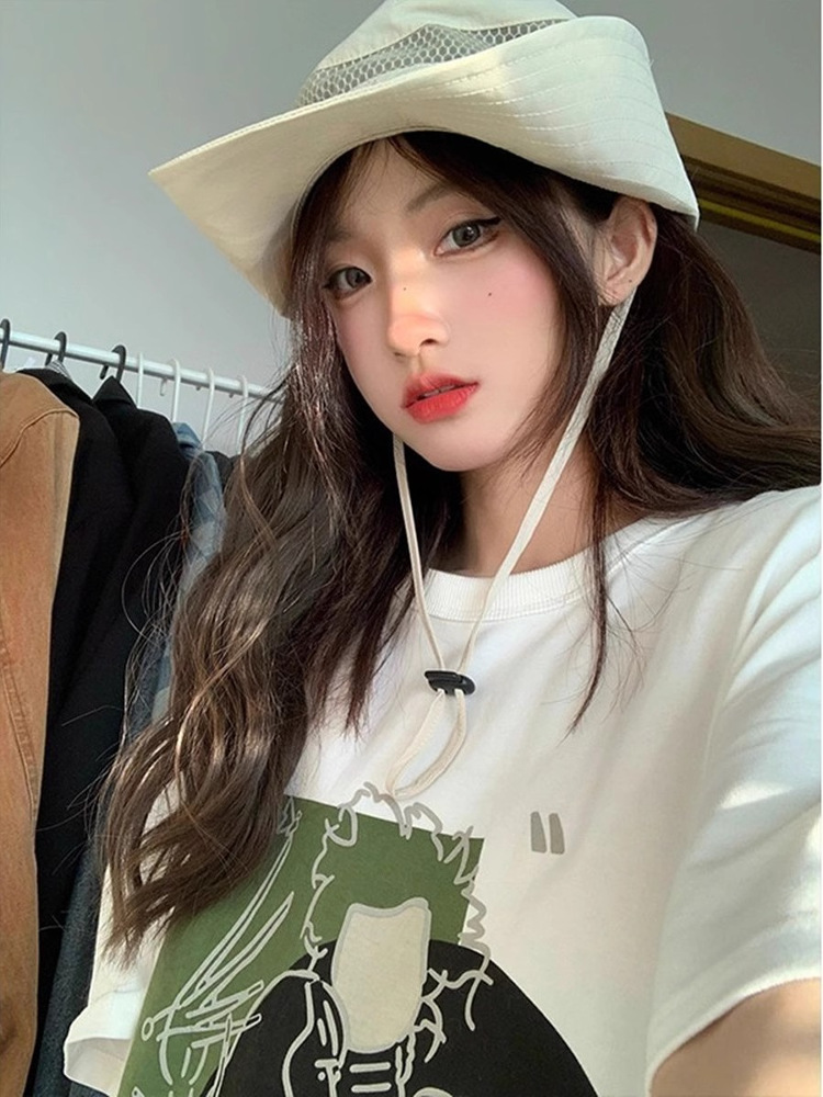 白Tシャツ レディース イラストアートオーバーサイズ半袖