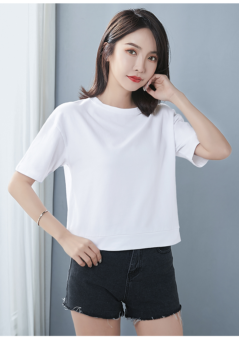 白Tシャツ シンプル丸首コンパクトトップス