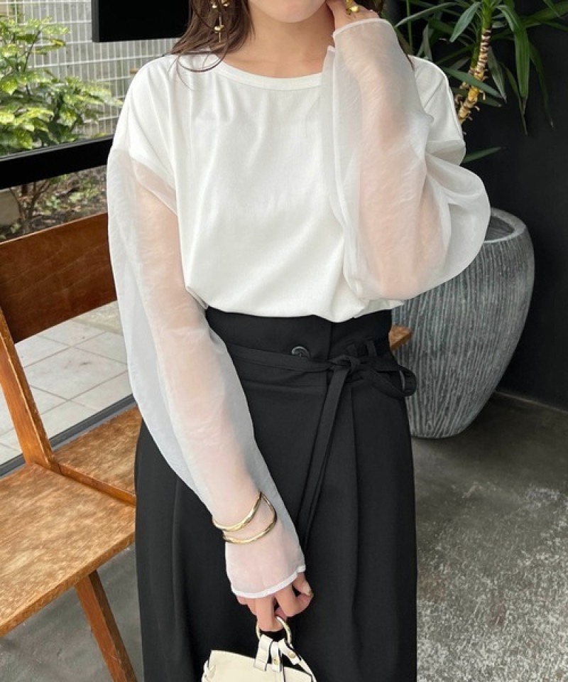 白Tシャツ レディース白長袖シースルー日焼け防止トップス