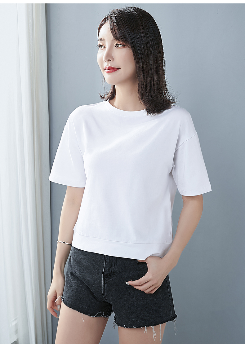白Tシャツ シンプル丸首コンパクトトップス
