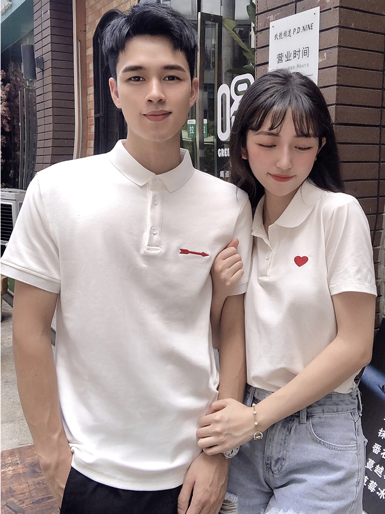 白Tシャツ ハートワンポイント ポロシャツ