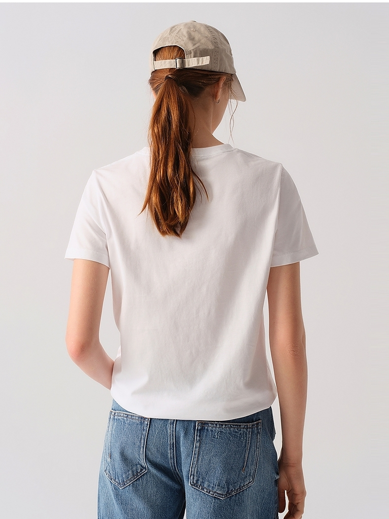 白Tシャツ レディース 胸元ワンポイント