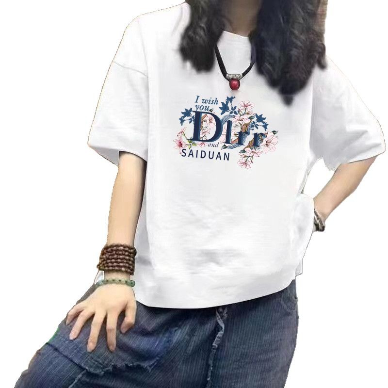 白Tシャツ レディース イラスト付き自由の羽根トンボ半袖