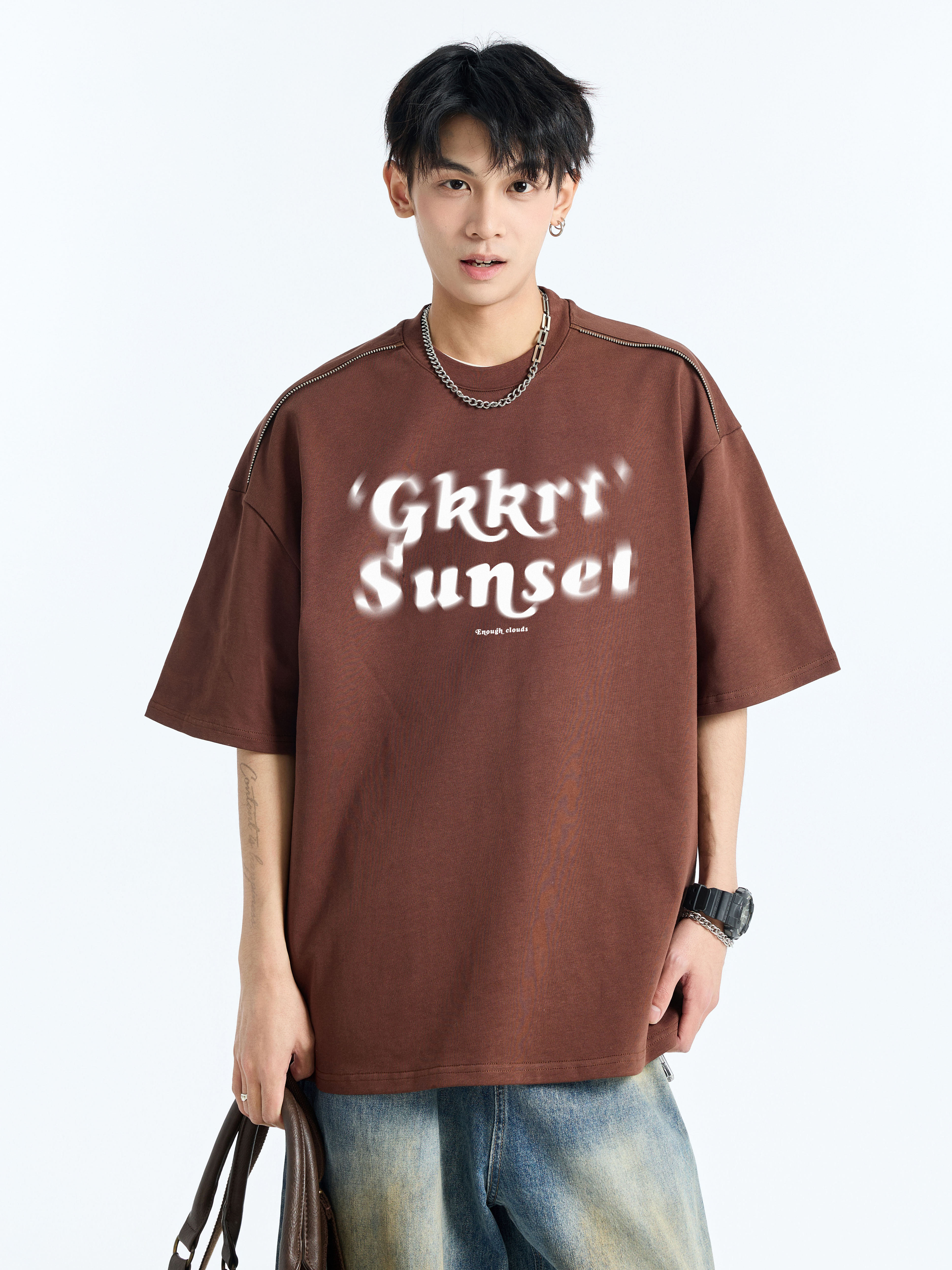 白Tシャツ ぼかし文字プリント半袖Ｔシャツ